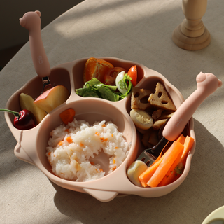 TGM - Silicone Handled Baby Spoon & Fork Set - Teddy Coral Pink